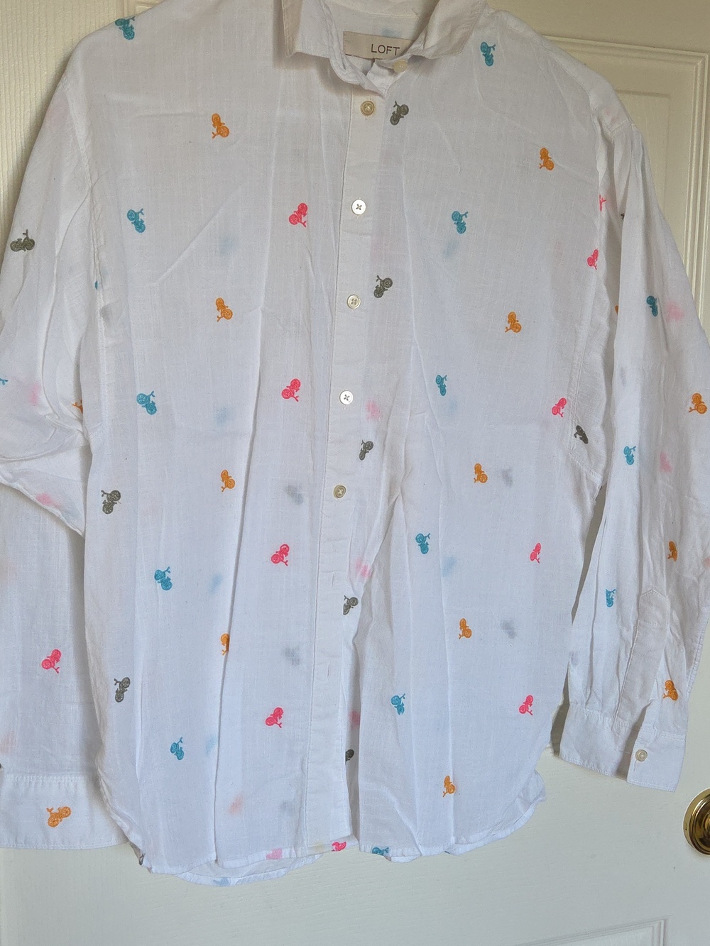 LOFT Cotton Embroidered Shirt Size Small